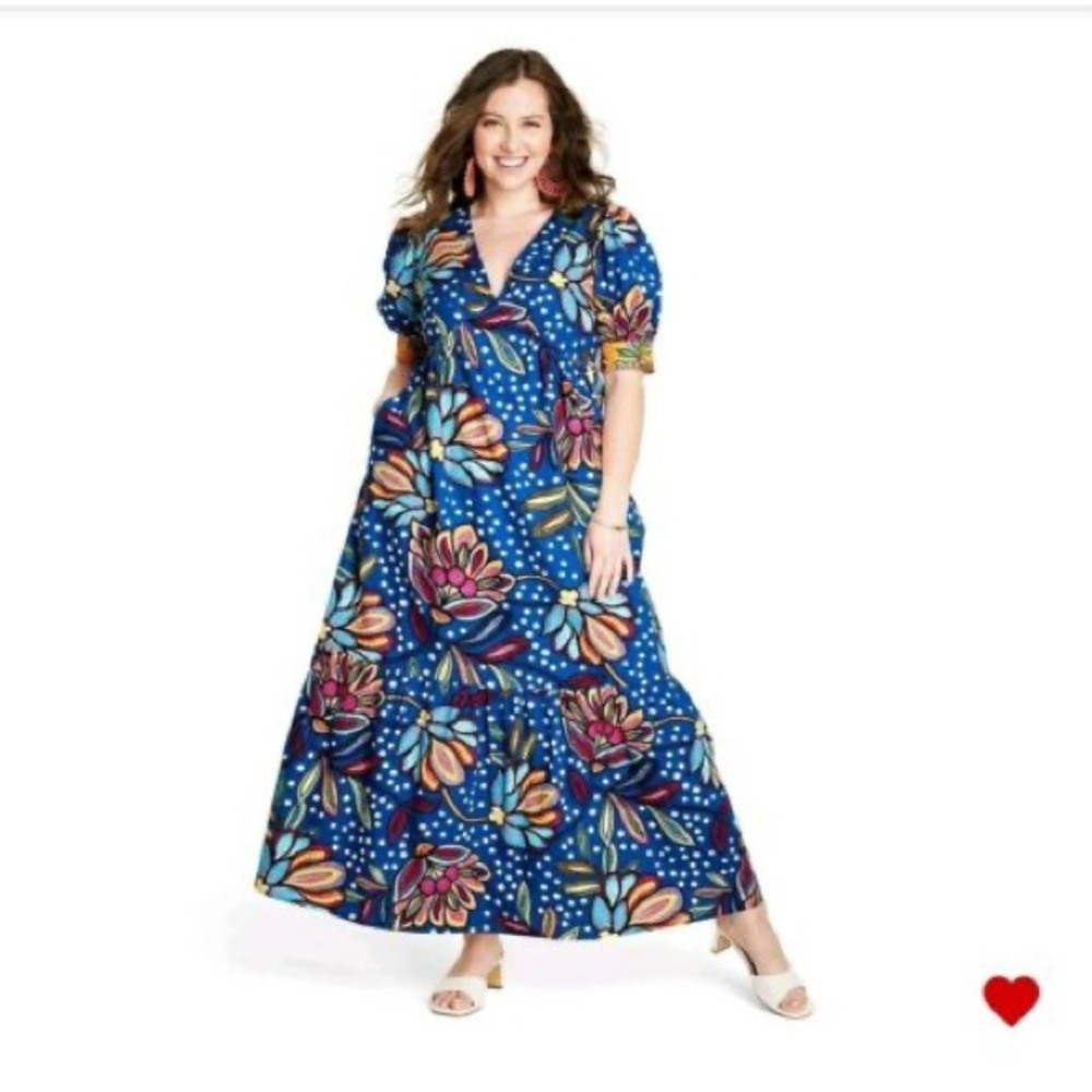 Tabitha Brown x Target Women's Mixed Floral/Polka Dot Puff Sleeve Midi Dress